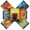 A spread of nine zodiac oracle cards featuring various astrological signs and imagery.