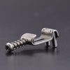 A titanium alloy electric guitar bridge saddle set featuring a metal clamp and screw mechanism.