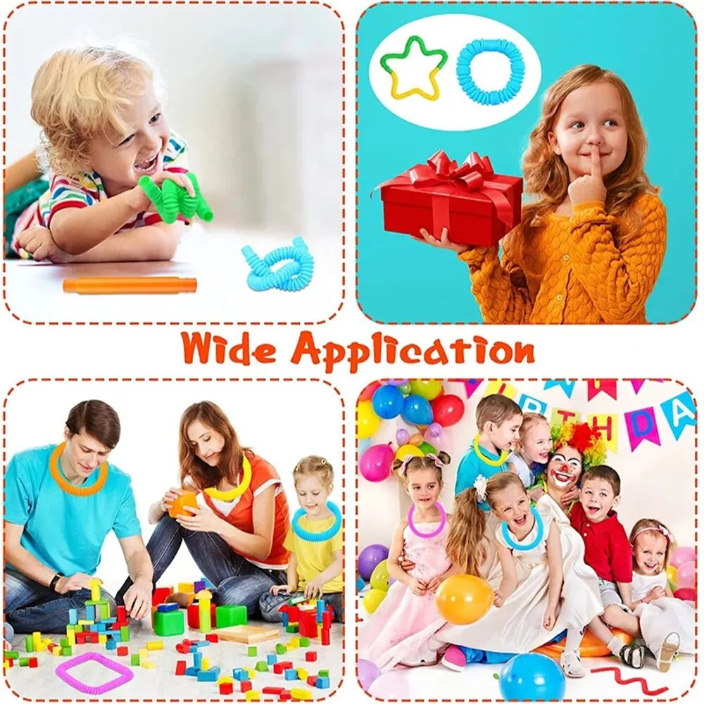 Colorful Telescopic Pop Tubes Sensory Toy Set (8 Pieces)