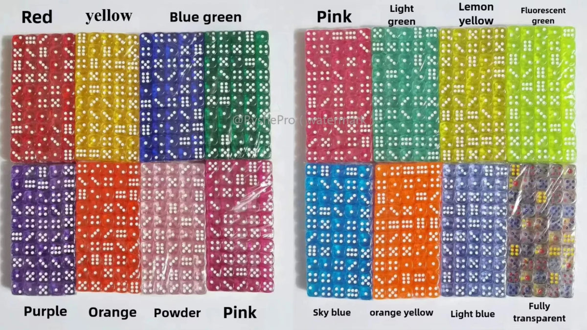 Acrylic Dice Set – 100 Colorful 14mm Dice for Games, Parties & Learning