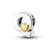A sterling silver alphabet charm bead shaped like the letter Q with a heart accent.
