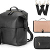 PU Leather Diaper Backpack with Changing Pad and Stroller Straps