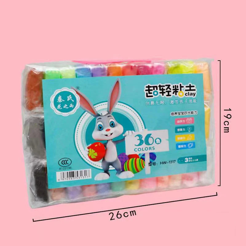 36-Color Air Dry Modeling Clay Set with Tools for Kids
