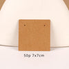 A square brown kraft card display with gold-colored hanging loops, shown against a light background.