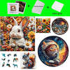 A set of crafting materials including a wooden puzzle, a wall mounting kit, and nano glue alongside various animal illustrati