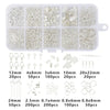 A clear plastic organizer case filled with various silver-colored jewelry making supplies including beads wire findings and t