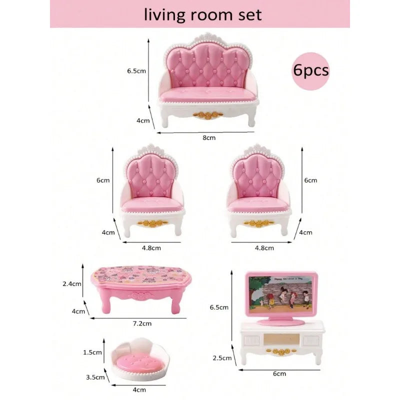 Mini Dollhouse Furniture Set – Bedroom & Kitchen Playset for Kids