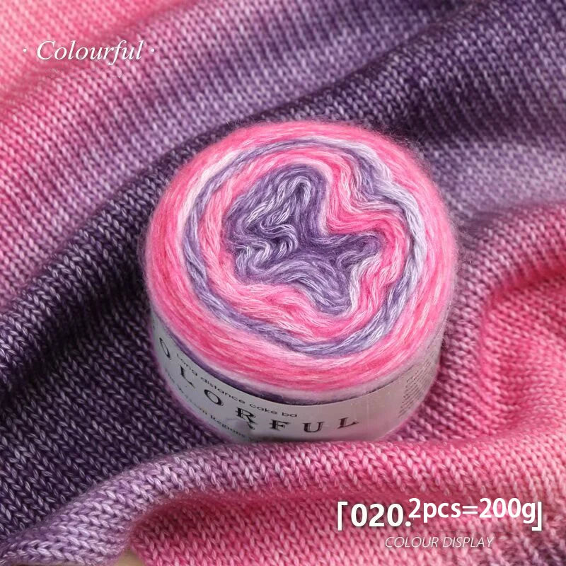 Gradient Cake Yarn – 200g Soft Wool Blend for Knitting & Crochet