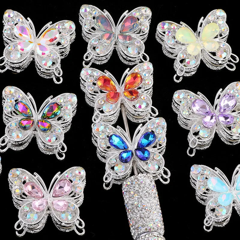 A collection of sparkling crystal butterfly beads and components for jewelry making