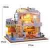 DIY Miniature Wooden Dollhouse Kit with LED Lights and Furniture