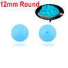 A blue silicone bead and a round, hollow blue bead are shown with an inset of a cluster of glowing beads.