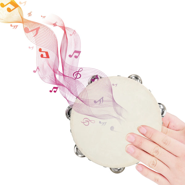Wooden Hand Tambourine with Metal Jingles – 4 Inch