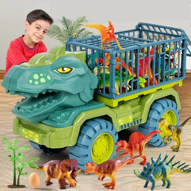 Dinosaur Transport Truck Carrier Playset with Tyrannosaurus Rex