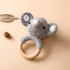 Handcrafted Wooden Crochet Animal Rattle for Babies