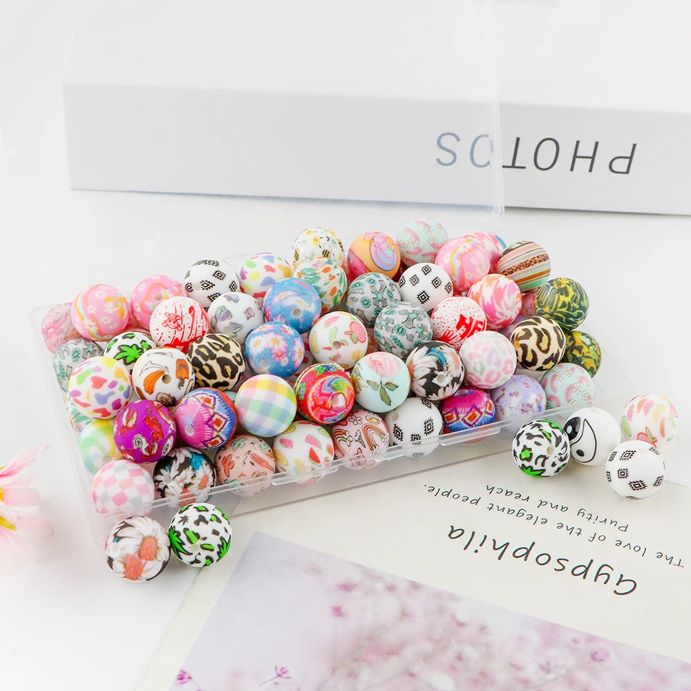 Pink Silicone Round Beads for DIY Jewelry Making