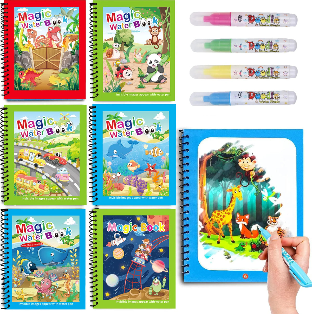 Reusable Magic Water Drawing Book with Refillable Pen