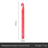 A single transparent sequin crochet hook in bright pink is shown vertically with a 170mm length.