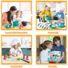 A set of kids pretend play kitchen with pots, pans, and utensils used for parent-child interaction, social skills, imaginatio