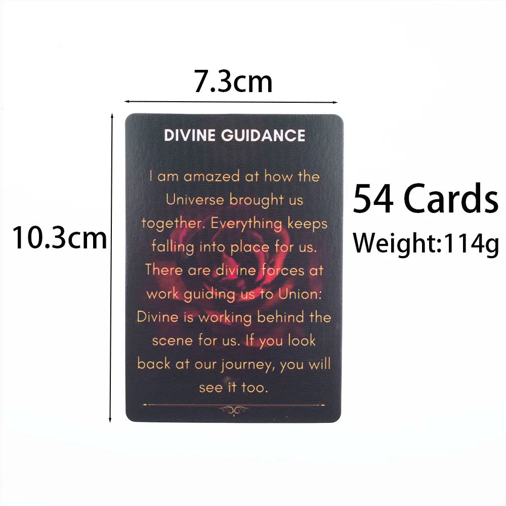 A black oracle deck titled Divine Guidance with 54 cards and a weight of 114g