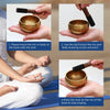 Demonstration of how to use a handcrafted Tibetan singing bowl with a stick for sound production.