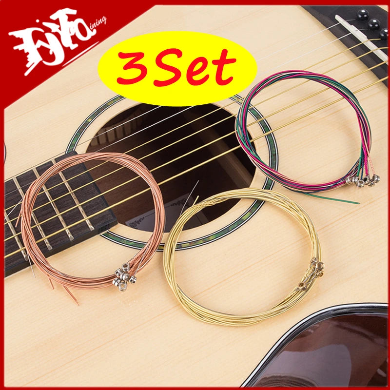 Colorful Acoustic Guitar Strings – Rust-Resistant Copper Alloy Set of 6
