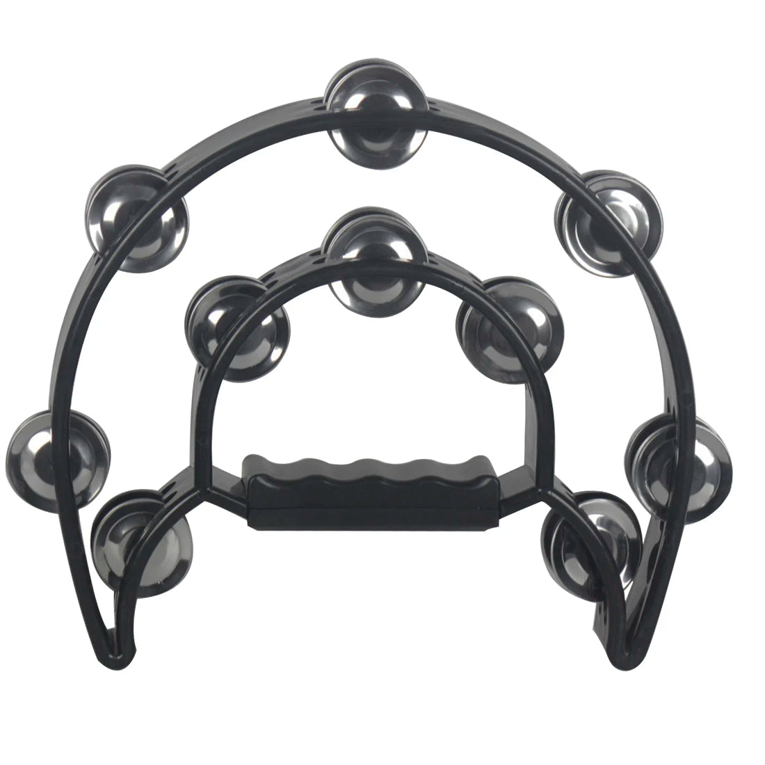 Black double-layer tambourine with metal bells for kids