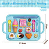 Blue Fun Dinnerware Feeding set featuring various food items like ice cream and fruit for pretend play