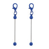 A pair of metal keychain bars with lobster clasps for DIY jewelry making.