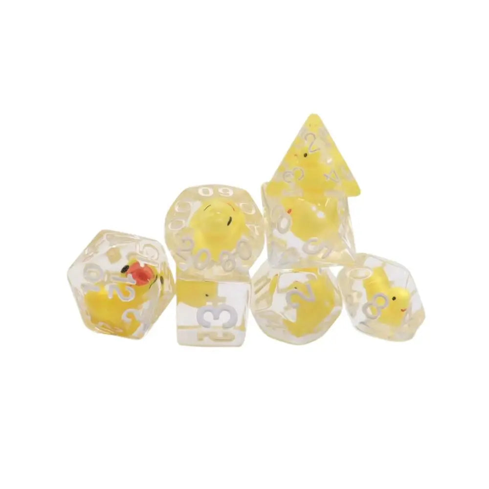 Acrylic Polyhedral Dice Set with Animal Duck Fillers
