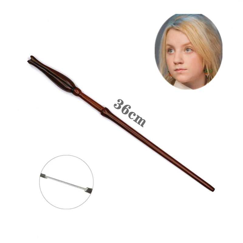 A long, slender brown metal wand with a decorative tip and a circular inset view.