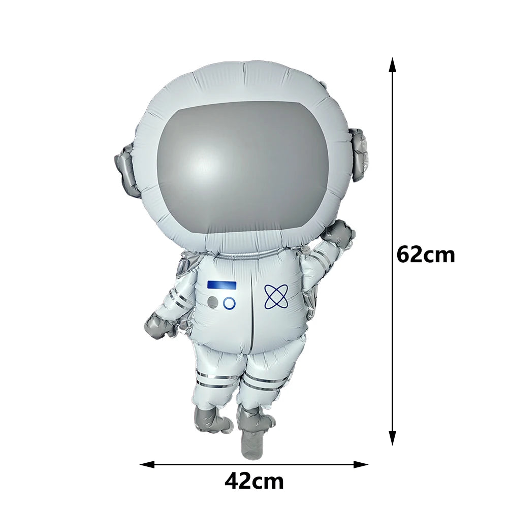 A white foil balloon plane model with a clear visor and detailed body, shown in a side view.