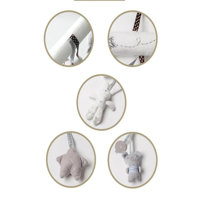 Hanging Plush Rabbit Rattle Toy for Strollers and Cribs