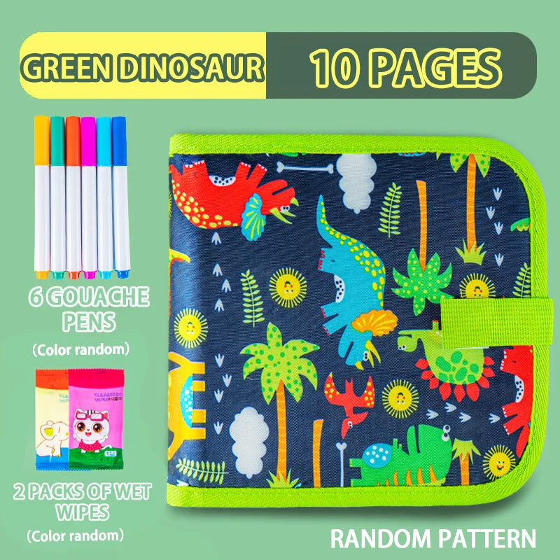 Reusable Erasable Doodle Book for Kids with 12 Watercolor Pens