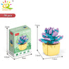 A set of 78 pieces of florist building blocks in purple and green colors used for creating succulent plant decor.