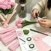 DIY pipe cleaner tulip and rose bouquet craft kit with pink floral materials and glue sticks
