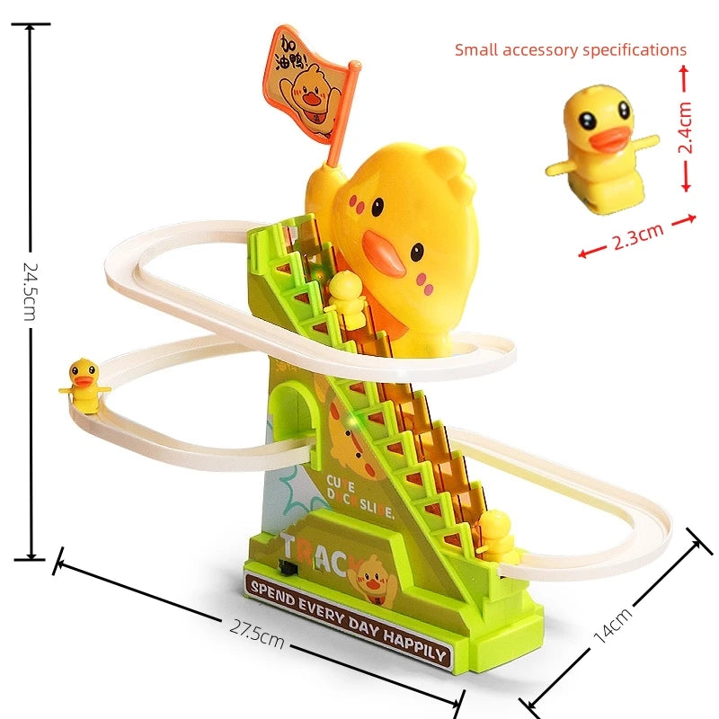 Interactive Climbing Duck Roller Coaster Toy with Lights and Music