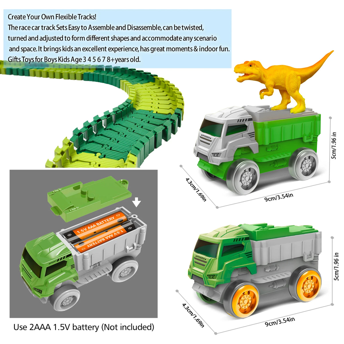 Dinosaur Climbing Track Car Set with Magic Flexi-Roads