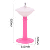 Pink mini dollhouse cleaning and medical accessory set with a white ceramic-like bowl and stand