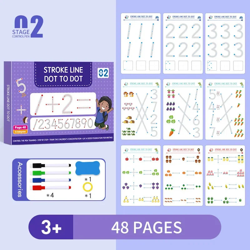 Reusable Magic Tracing Workbook for Kids – Pen Control & Handwriting Practice