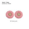 Pair of pink daisy sunflower silicone beads with a yellow center for DIY jewelry making