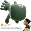 A green wireless 4D shiatsu neck and shoulder massager with a textured surface and a visible power indicator.