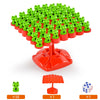 A red frog balance tree math game with fifty green frogs and one red frog base.