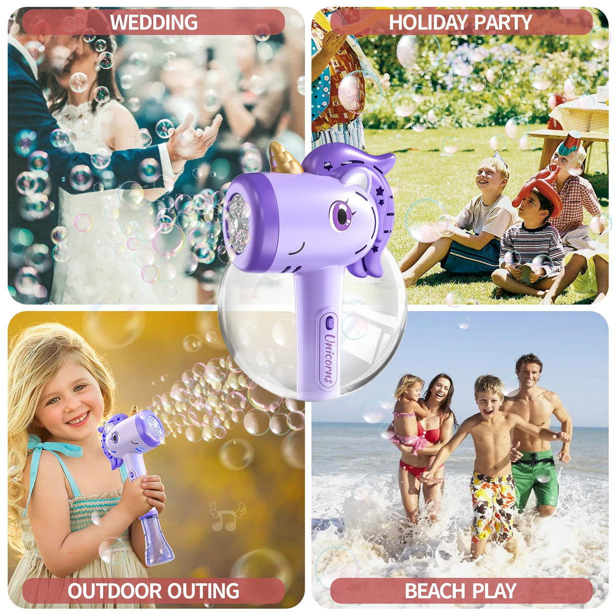 Unicorn Bubble Blower with LED Lights