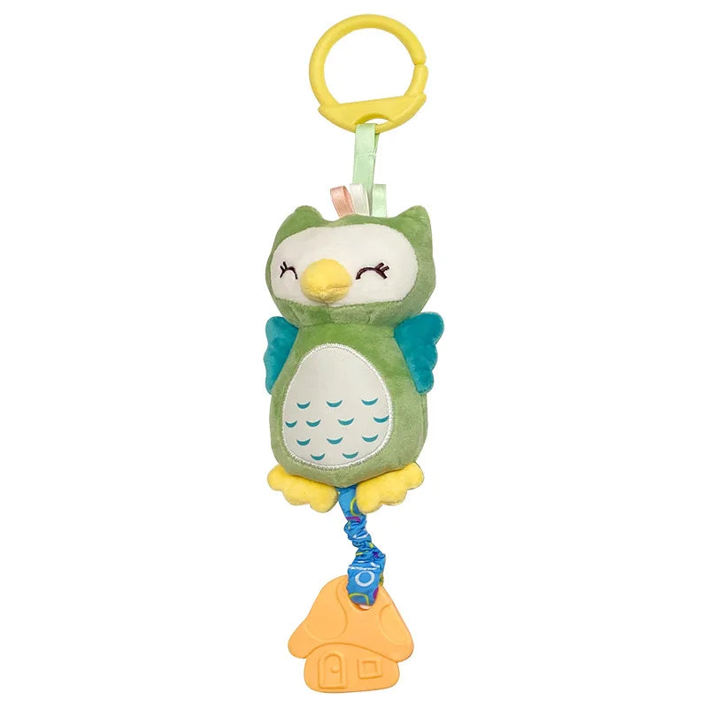 Soft Hanging Baby Rattle with Sensory Cartoon Plush Toy for Stroller and Crib