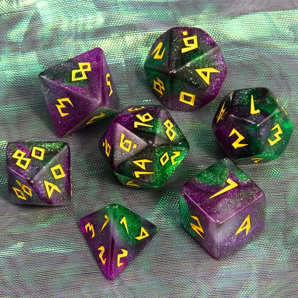7-Piece Polyhedral Glitter Dice Set for Dungeons & Dragons