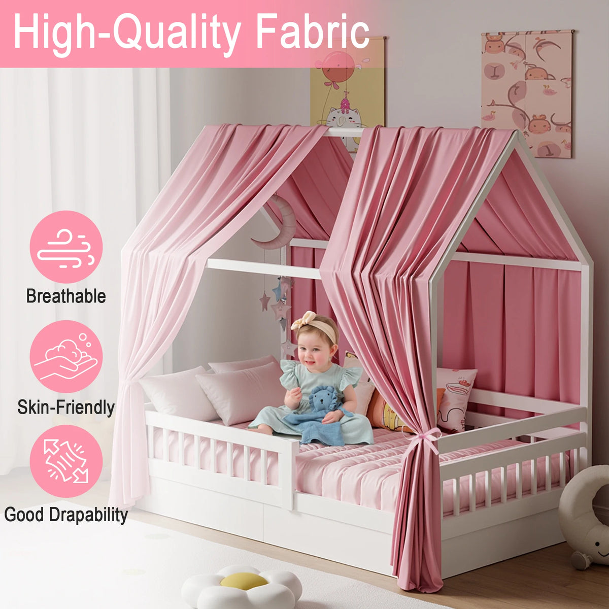 Soft Muslin Bunk Bed Canopy for Kids' Bedroom Decor