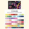 A set of 72 colors of acrylic gel pens for drawing and journaling.