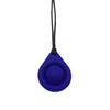 A dark blue silicone chew necklace with a black cord, designed for teething and sensory calming.
