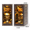 A wooden book nook kit featuring a detailed Japanese alley miniature scene with built-in LED lights.