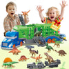 Dinosaur Transport Truck Playset with 12 Figures and 2 Mini Cars